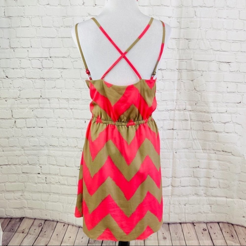 BCBGeneration Summer Strap Dress Pink Tan Ruffles - Picture 9 of 16